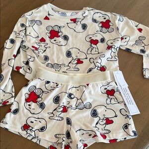 GAP Kids Pajama Set - Cream and Red Snoopy Design